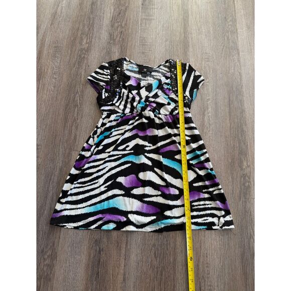 IZ Byer Y2K Zebra Print Sequin Shoulder Top - Picture 5 of 6